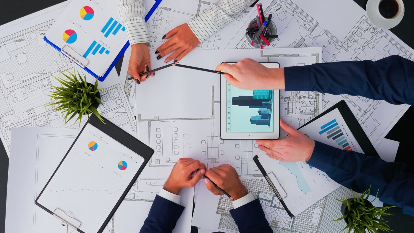 Architects and interior designers working together